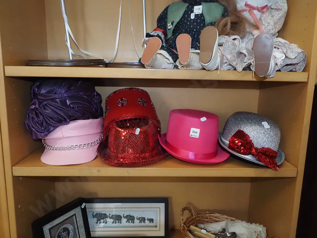 shelf of novelty hats Image 1++
