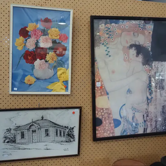 3x framed prints - red dots