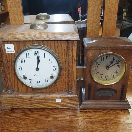 2x restorer's wood cased mantle clocks
