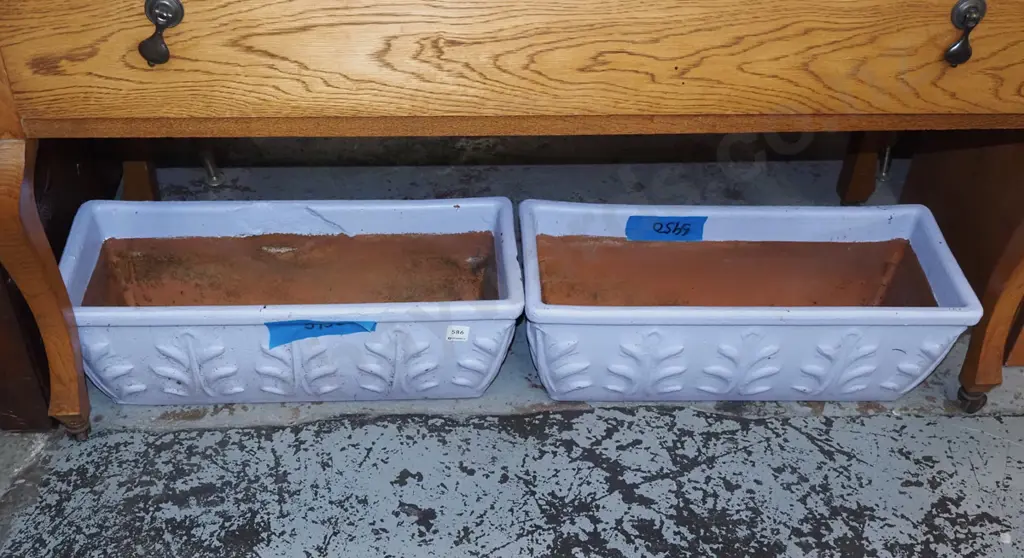 pair of  hand painted terracotta  planters L-530 Image 1++