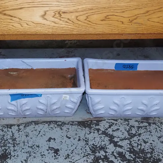 pair of  hand painted terracotta  planters L-530