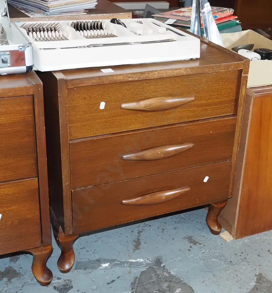 mid-century 3 drawer bedside cabinet Image 1++
