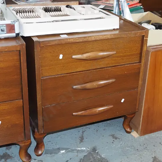 mid-century 3 drawer bedside cabinet