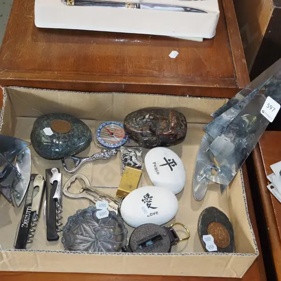 box; chrome yachts, compasses, bottle openers etc