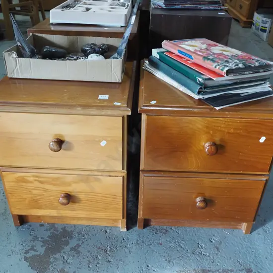 pair of pine bedside cabinets