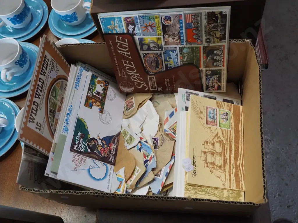 box of stamps, first day covers etc Image 1++