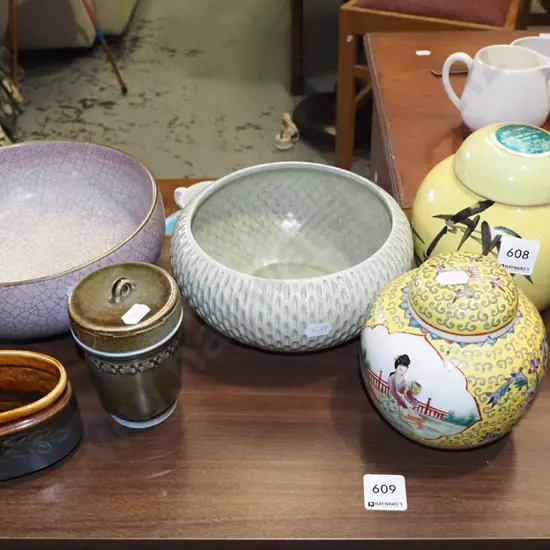 ginger jars, bowls, egg coddler etc