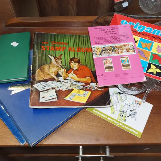 various stamp albums