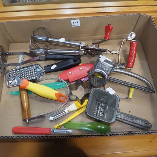 box of kitchen utensils