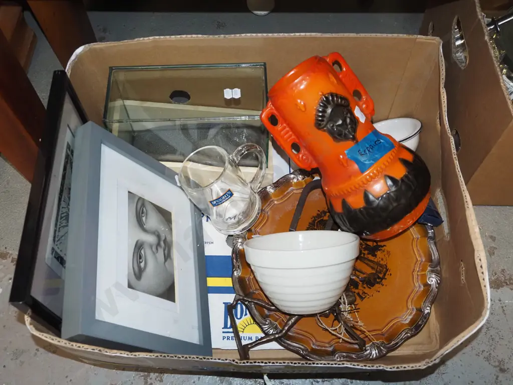 box; framed prints, display box, beer glass, bowl etc Image 1++