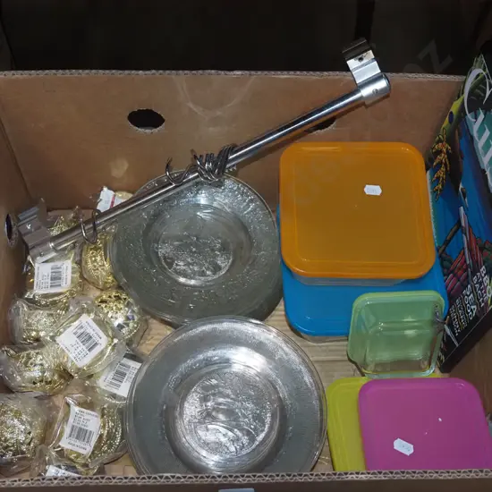 box; storage containers, glass plates etc