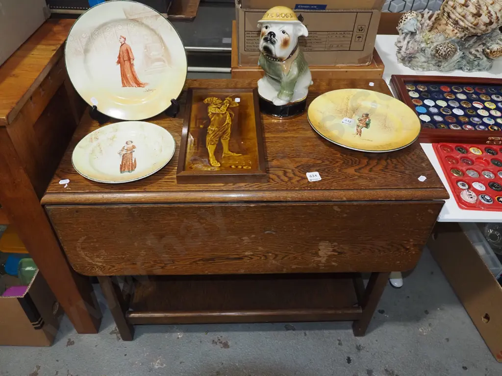 oak dopside 2 tier tea trolley - missing casters Image 1++