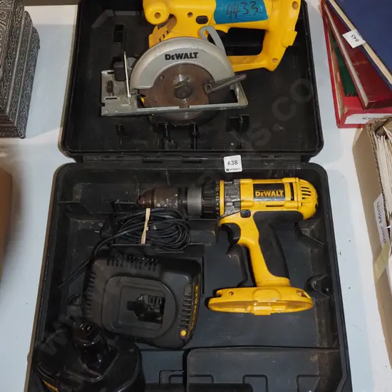 Dewalt cased battery powered saw and drill set