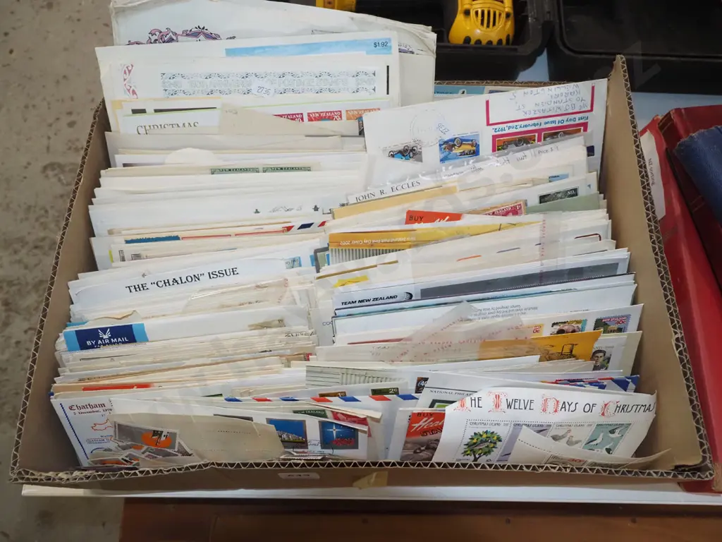 box of stamps, first day covers, envelopes Image 1++