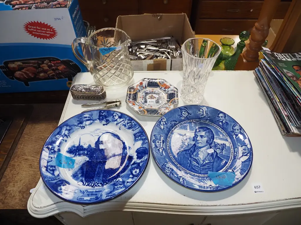 cut crystal jug, vase, Royal Doulton plates etc - some items have chips Image 1++