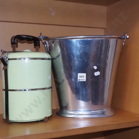 alloy pail, 2 canister insulated lunchbox
