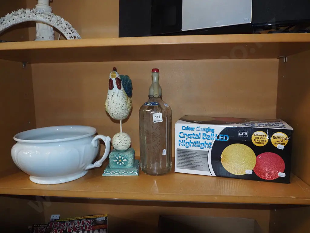 shelf; chamber pot, soda syphon, crystal LED night light Image 1++