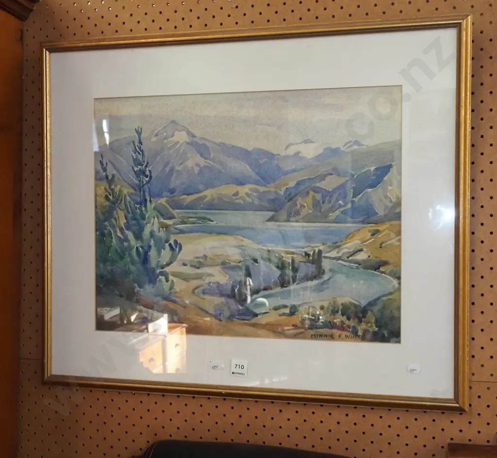 Minnie F. White - watercolour - lake scene - extensive foxing Image 1++