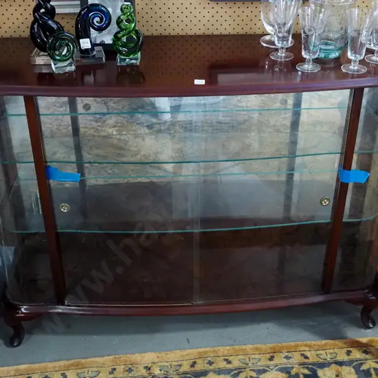 mahogany cab leg curved glass china cabinet H-920 W-1240 D-360