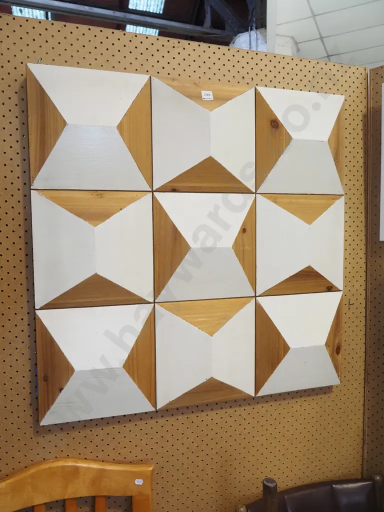 shaped painted wood geometric artwork Image 1++
