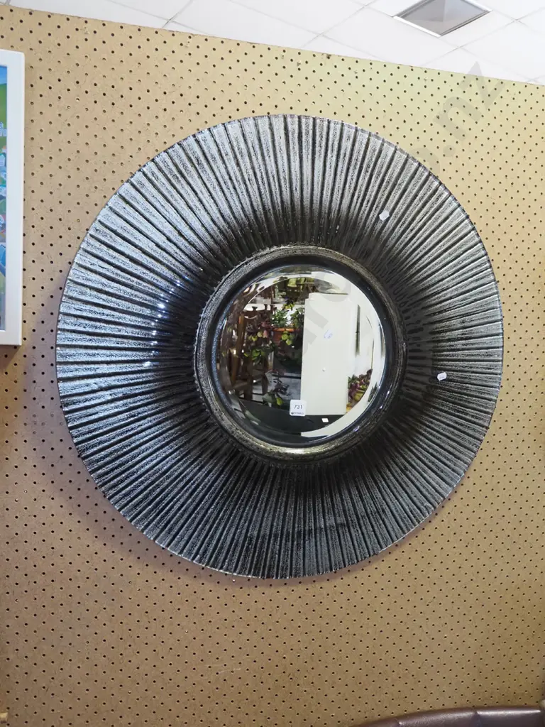 large circular glass framed wall mirror Diam-750 Image 1++