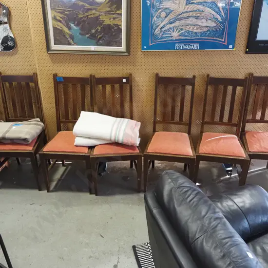 4x oak slat back dining chairs