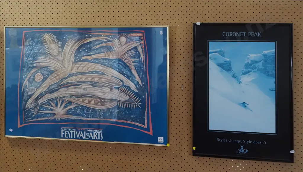 framed poster NZ International Festival of the  Arts,  Coronet Peak poster print - yellow dots Image 1++