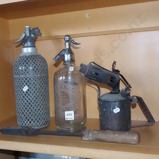 2x soda syphons, soldering iron, blow torch