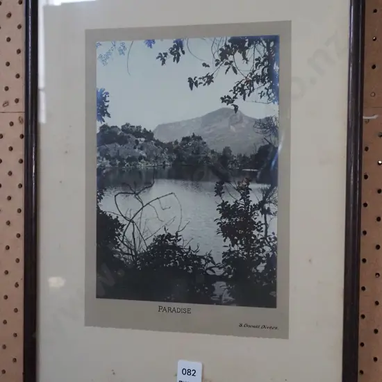 framed hand coloured photograph - Paradise (foxing to mat)