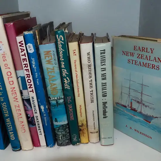 shelf of NZ books