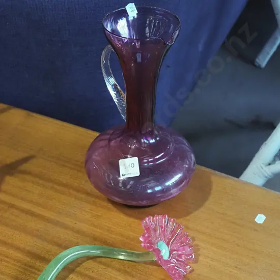 purple glass jug H-270, glass flower