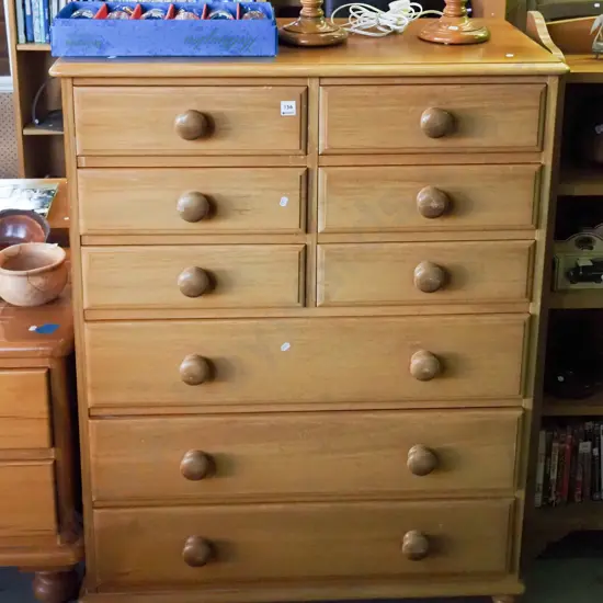 solid rimu 9 drawer tall boy -  fading H-1150 W-900 W-440