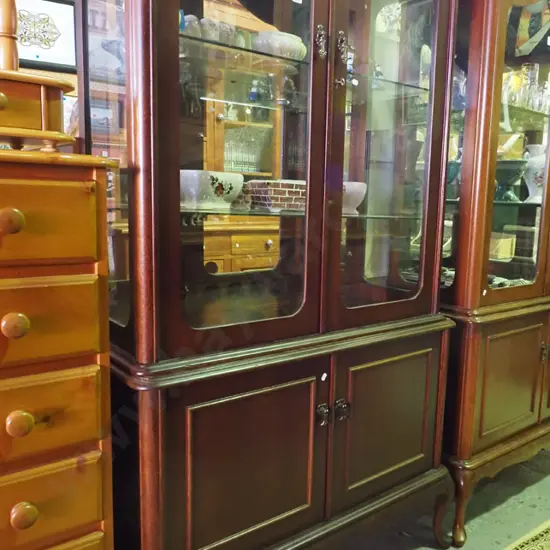 mahogany display cabinet -  2x solid and 2x glazed doors -  adjustable shelves