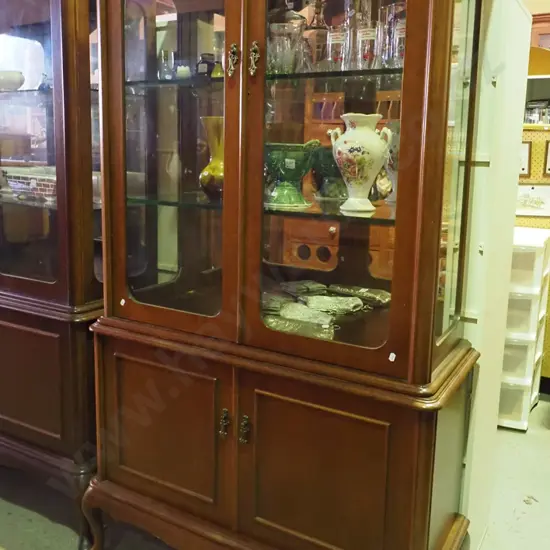 mahogany display cabinet -  2x solid and 2x glazed doors -  adjustable shelves