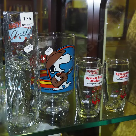 glasses; KFC, Archers, Snoopy