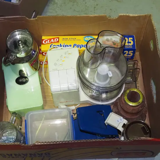 box; food processor, hole punch, beer stein etc