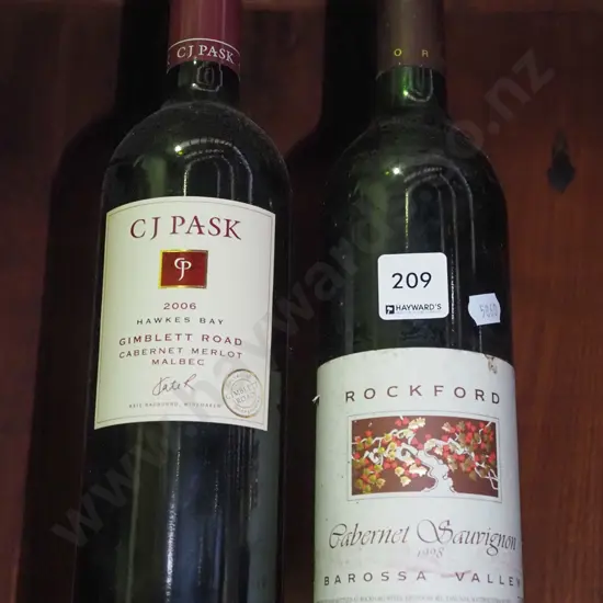 CJ Pask 2006 cabernet merlot malbec, Rockford cabernet sauvignon 1998