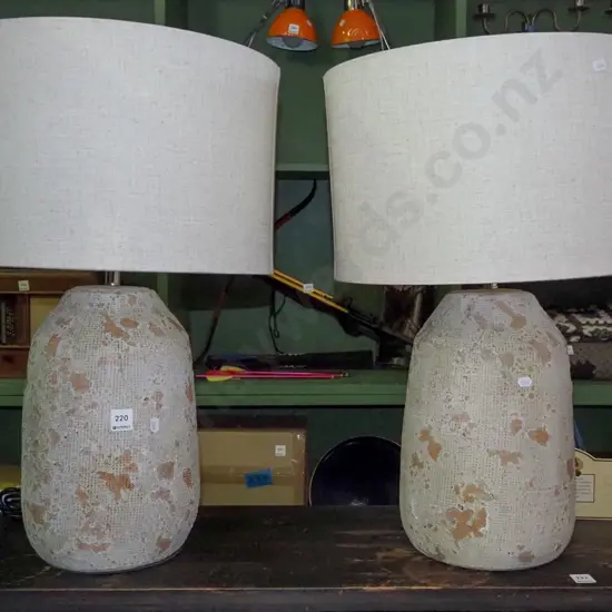 pair of very large terracotta based table lamps H-620