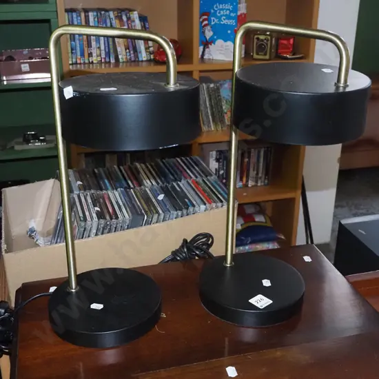 pair of metal bedside lamps