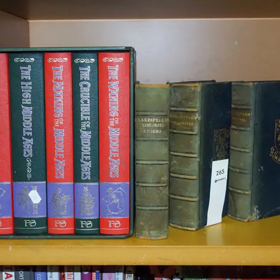 3 Shakespeare books and a slip cased Folio Society Story of the Middle Ages set