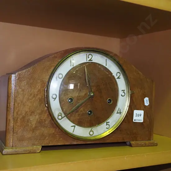 wood cased mantle clock