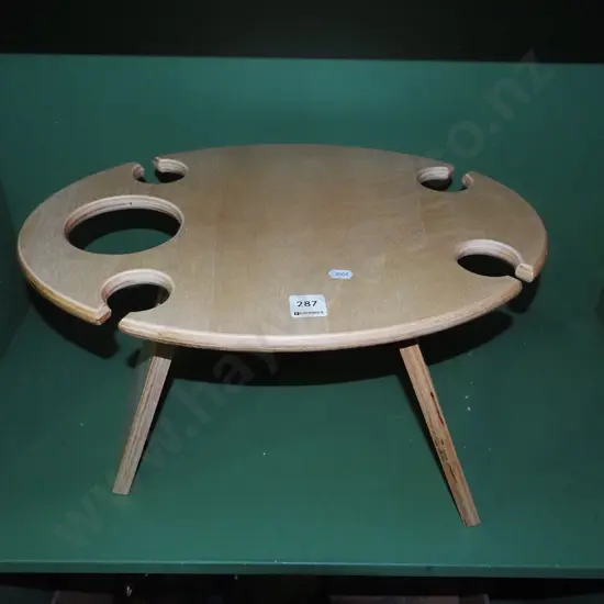 plywood picnic wine table with bottle holder and glasses stand