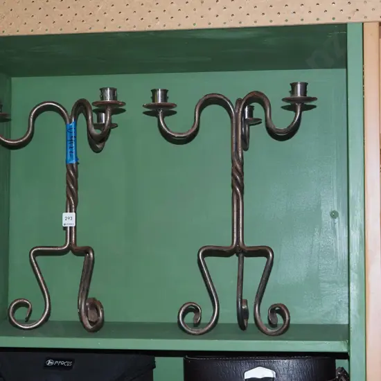 pair of wrought metal candelabra H-430