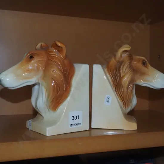 pair of Collie dog bookends