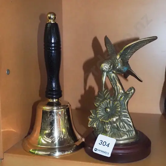 cast brass hummingbird figurine, bell