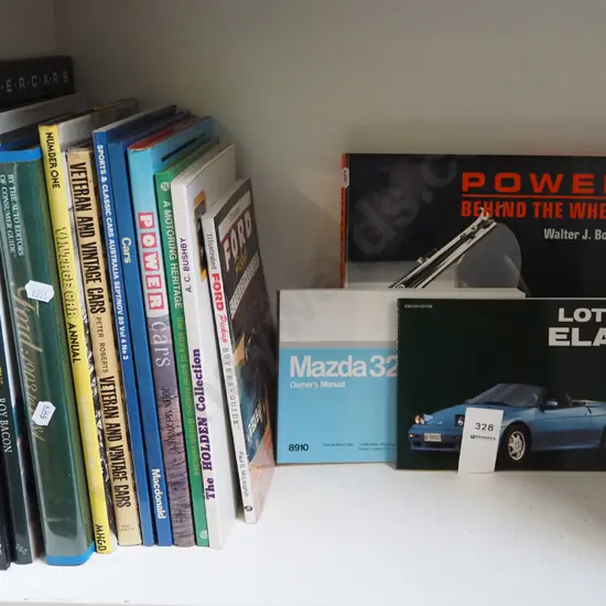 shelf of automotive books