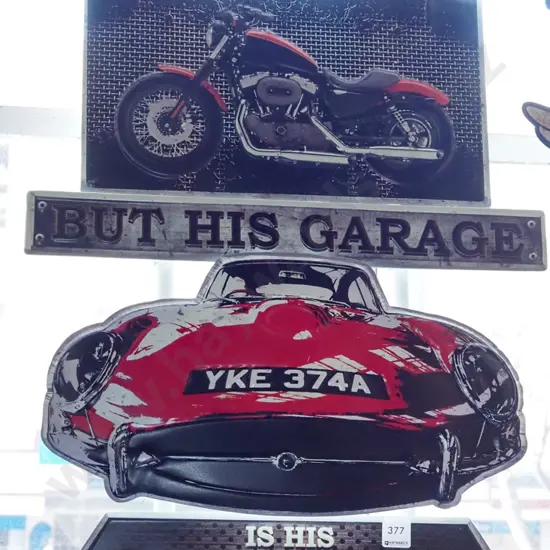 multiple prints on tin - man cave garage art 