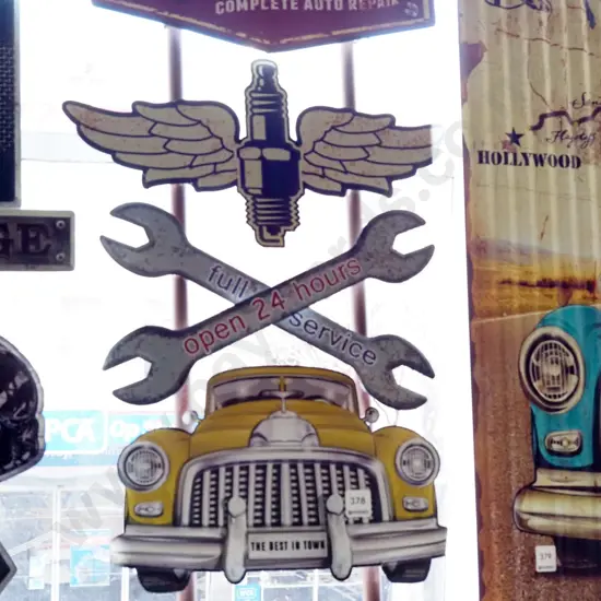 multiple prints on tin - man cave garage art 