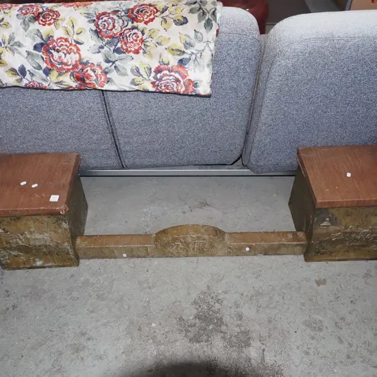 beaten brass fire kerb with 2 seat/storage bins