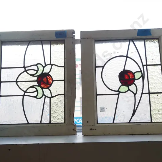 2x leadlight windows from a bay window Each H-550 W-470